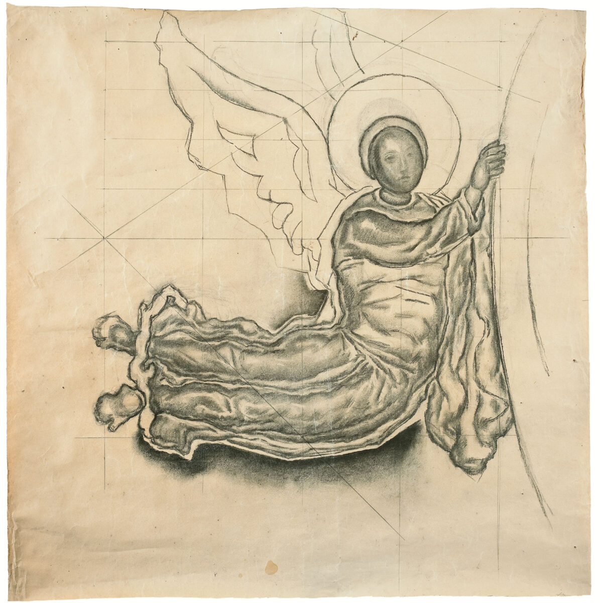 Σ. Παπαλουκάς, «Άγγελος». Κάρβουνο μολύβι σε χαρτί craft. Πηγή εικόνας: Ιστορικό Αρχείο – Μουσείο Ύδρας.