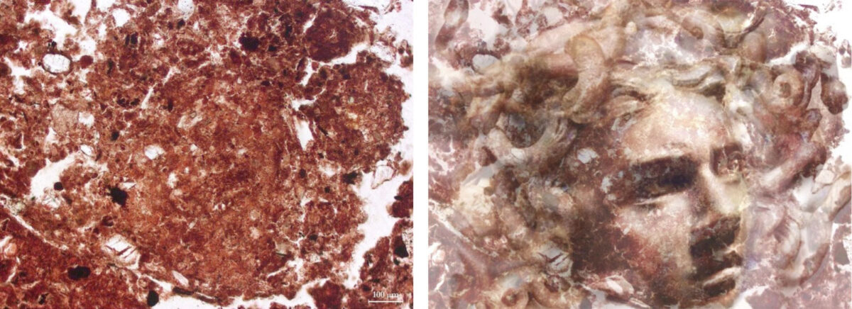 Μέδουσα. Από την έκθεση «Μετασχηματίζοντας το αόρατο: από την αρχαιολογική φωτομικρογραφία στην ψηφιακή ζωγραφική» στο Αρχαιολογικό Μουσείο Θεσσαλονίκης.