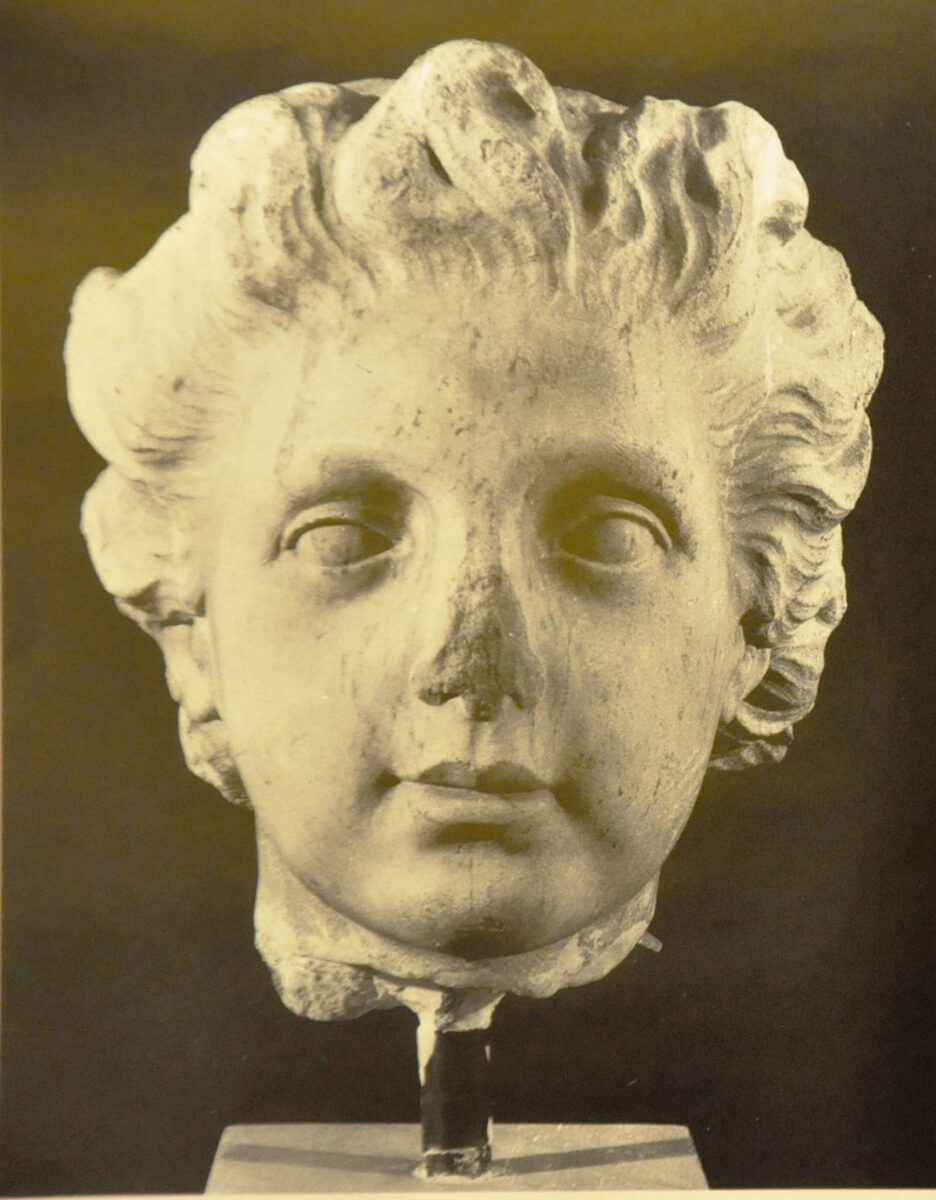 Η μαρμάρινη κεφαλή παιδιού (αρ. κατ. ΕΑΜ Γ 3616) από το Μουσείο της Ευαγγελικής Σχολής Σμύρνης. Φωτογραφικό Αρχείο Εθνικού Αρχαιολογικού Μουσείου.