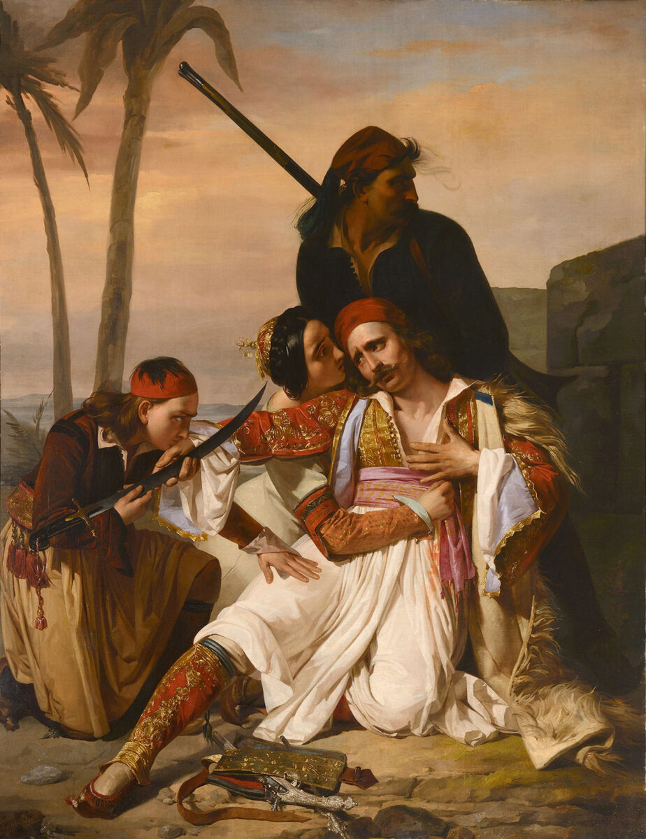 Ludovico Lipparini (1800-1856), «Ο Θάνατος του Λάμπρου Τζαβέλλα», 1840, ελαιογραφία σε καμβά, 220x170 εκ.