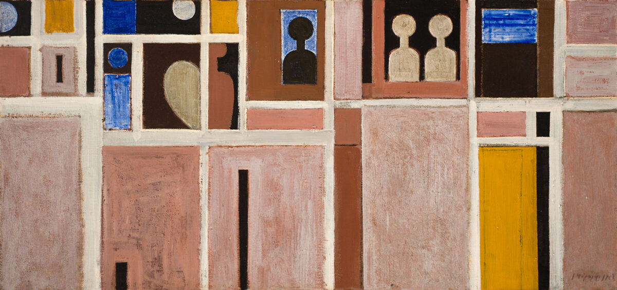 Γιάννης Μόραλης, «Θησείο Β'», 1963. Κόλλα βιναβίλ σε καμβά.
