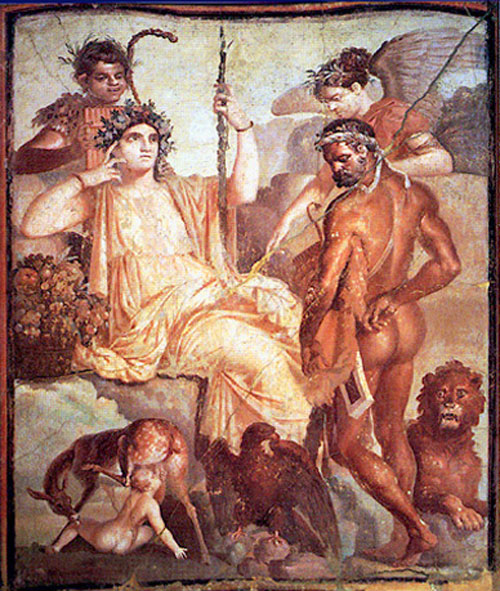 Τοιχογραφία από το Αυγουστείο, την αποκαλούμενη «Βασιλική του Ερκουλάνουμ». Εθνικό Αρχαιολογικό Μουσείο, Νάπολη.