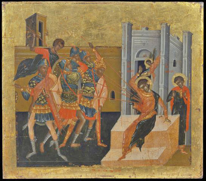 «Το μαρτύριο του αγίου Δημητρίου», του Γεώργιου Κορτεζά. Χάνδακας, πρώτο μισό 17ου αι. Μουσείο Μπενάκη, αρ. 2980.