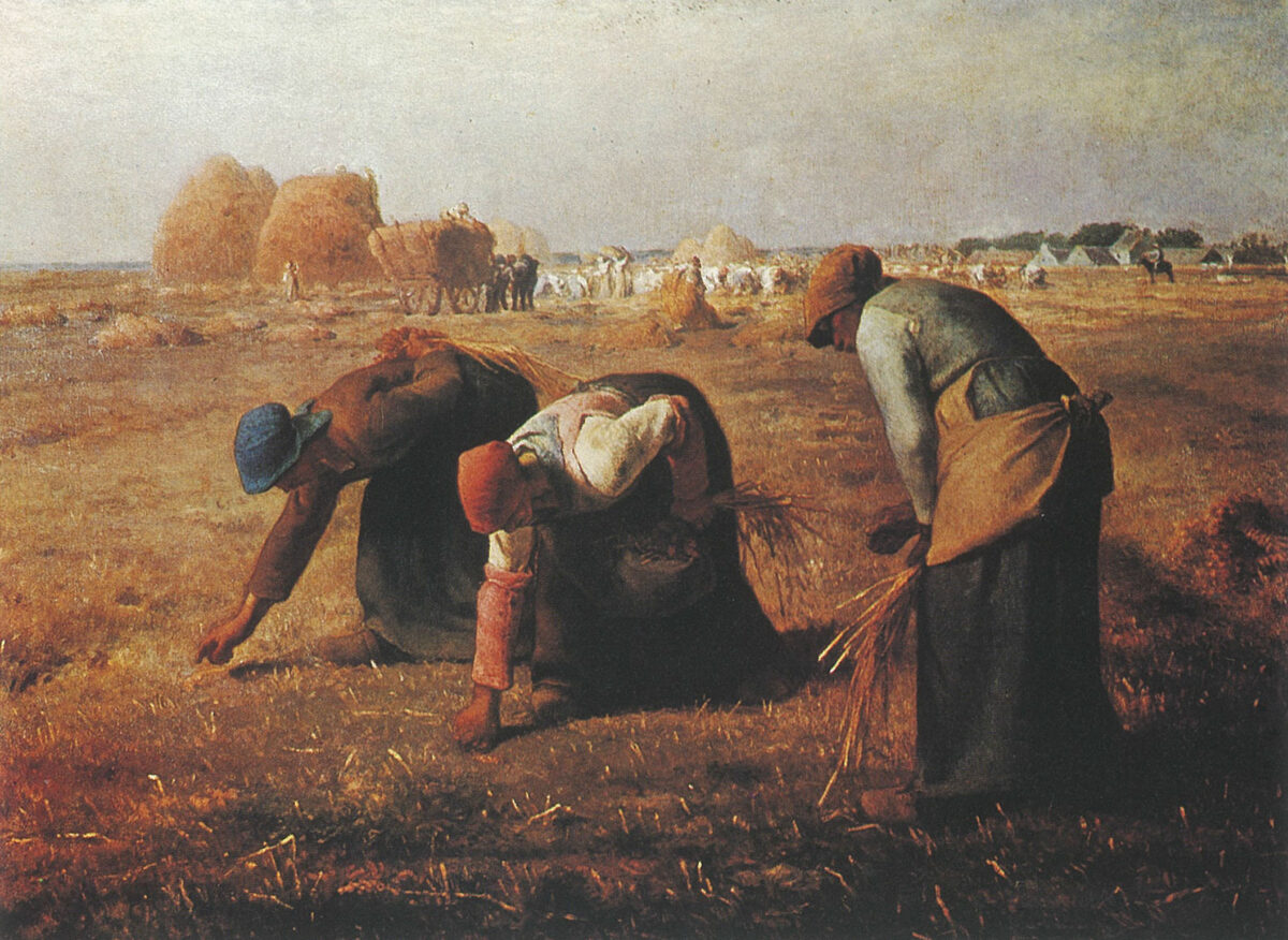 Εικ. 16. Μιλλέ, «Οι σταχομαζώχτρες», 1857. Πηγή εικόνας: Χρύσανθος Χρήστου, «Η αγροτική ζωή στην τέχνη», Μορφωτικό Ινστιτούτο ΑΤΕ, σ. 185.