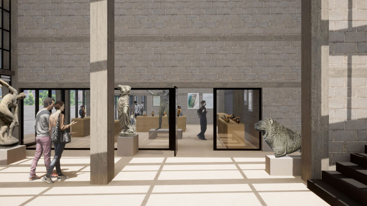 Τρισδιάστατη απεικόνιση. Άποψη του πωλητηρίου από τον χώρο εισόδου (φωτ.: ΥΠΠΟΑ).