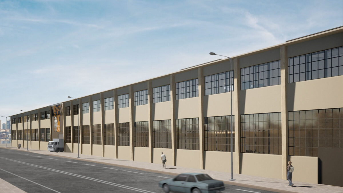 Τρισδιάστατη απεικόνιση της νότιας πλευράς του κτηρίου Α (οδός Πολυκράτους) (φωτ.: ΥΠΠΟΑ).