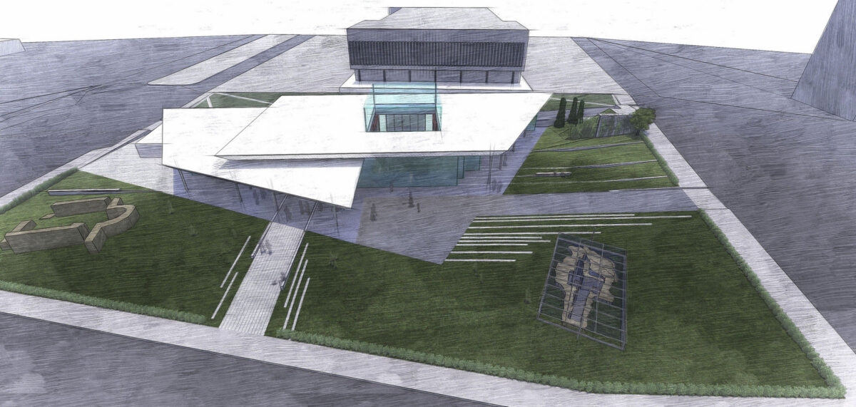 Σχεδιαστική απεικόνιση υπέργειας εισόδου και σύνδεσής της με κτήριο Crossover. Φωτ.: ΥΠΠΟΑ.