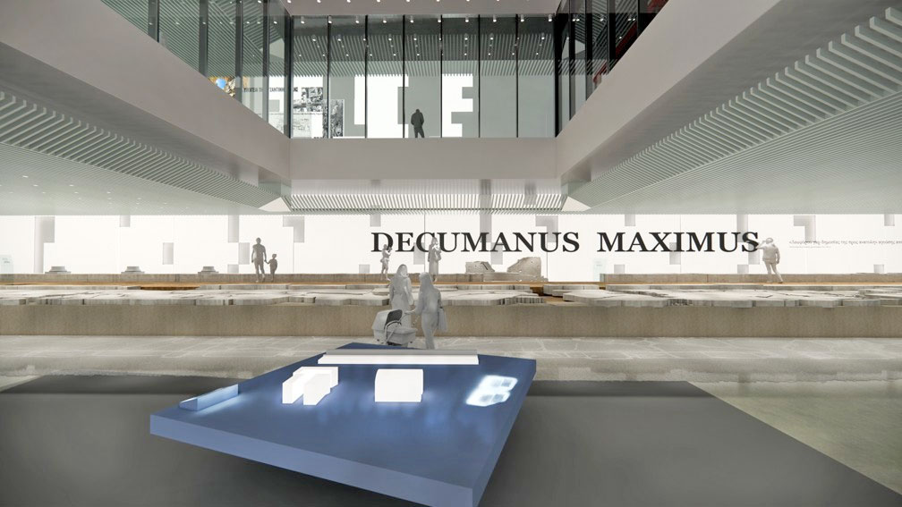 Τρισδιάστατη απεικόνιση της έκθεσης για τον Decumanus Maximus. Φωτ.: ΥΠΠΟΑ.