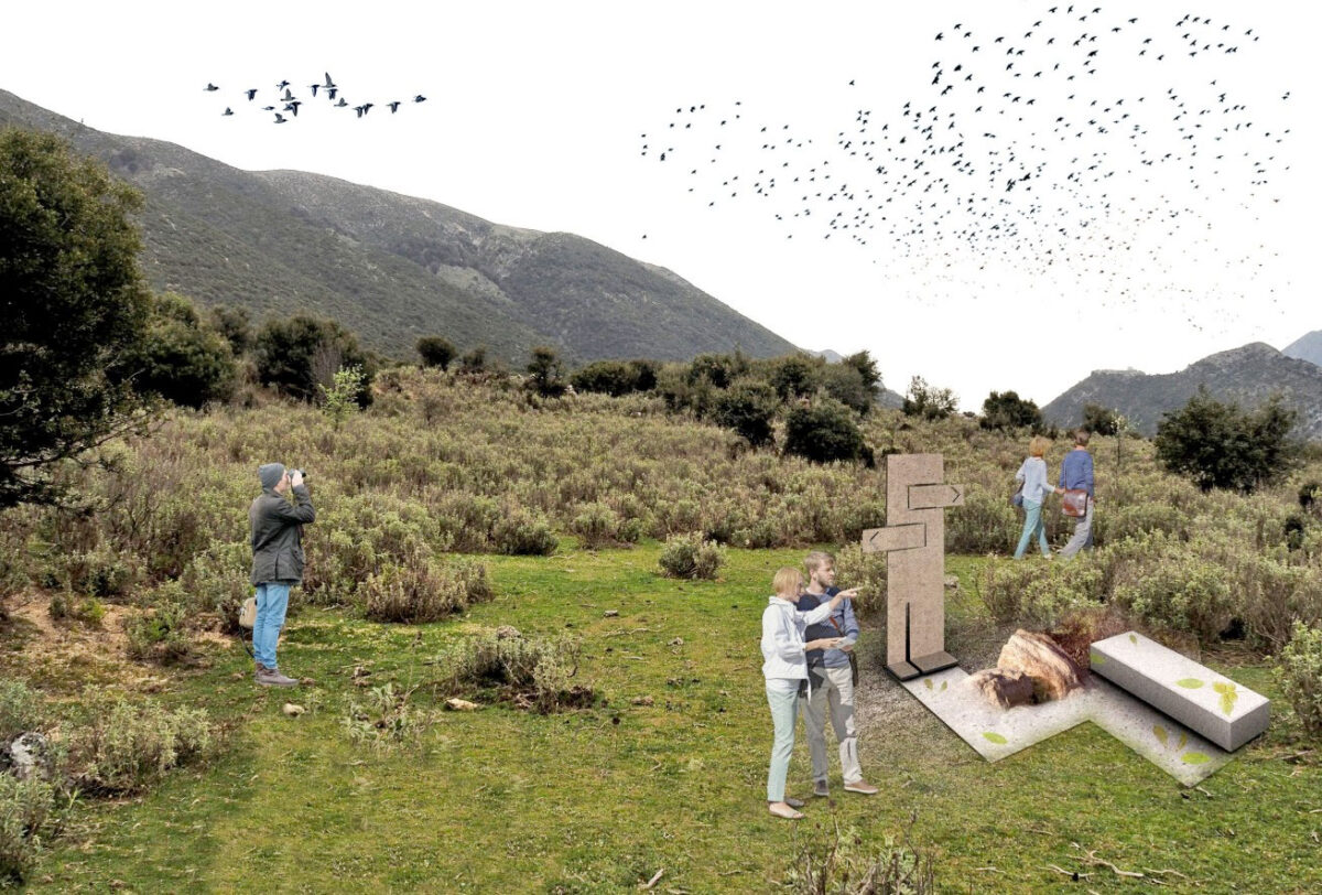 Πρόταση οργάνωσης σημείων στάσης σε ενδιαφέροντα σημεία του χώρου σε τρισδιάστατη απεικόνιση (φωτ.: ΥΠΠΟΑ).