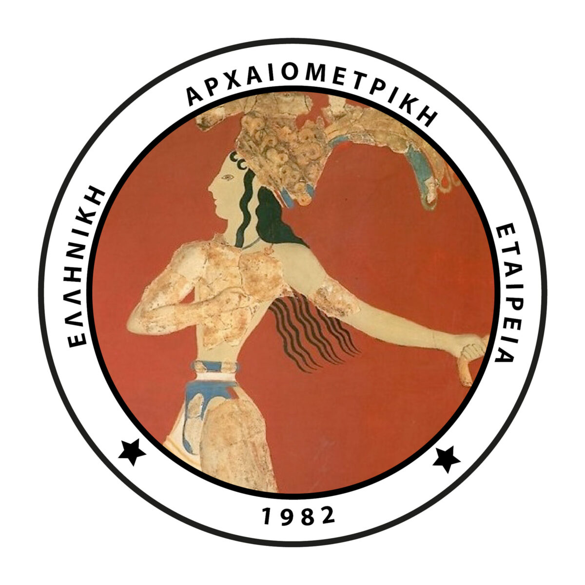 Το λογότυπο της Ελληνικής Αρχαιομετρικής Εταιρείας.