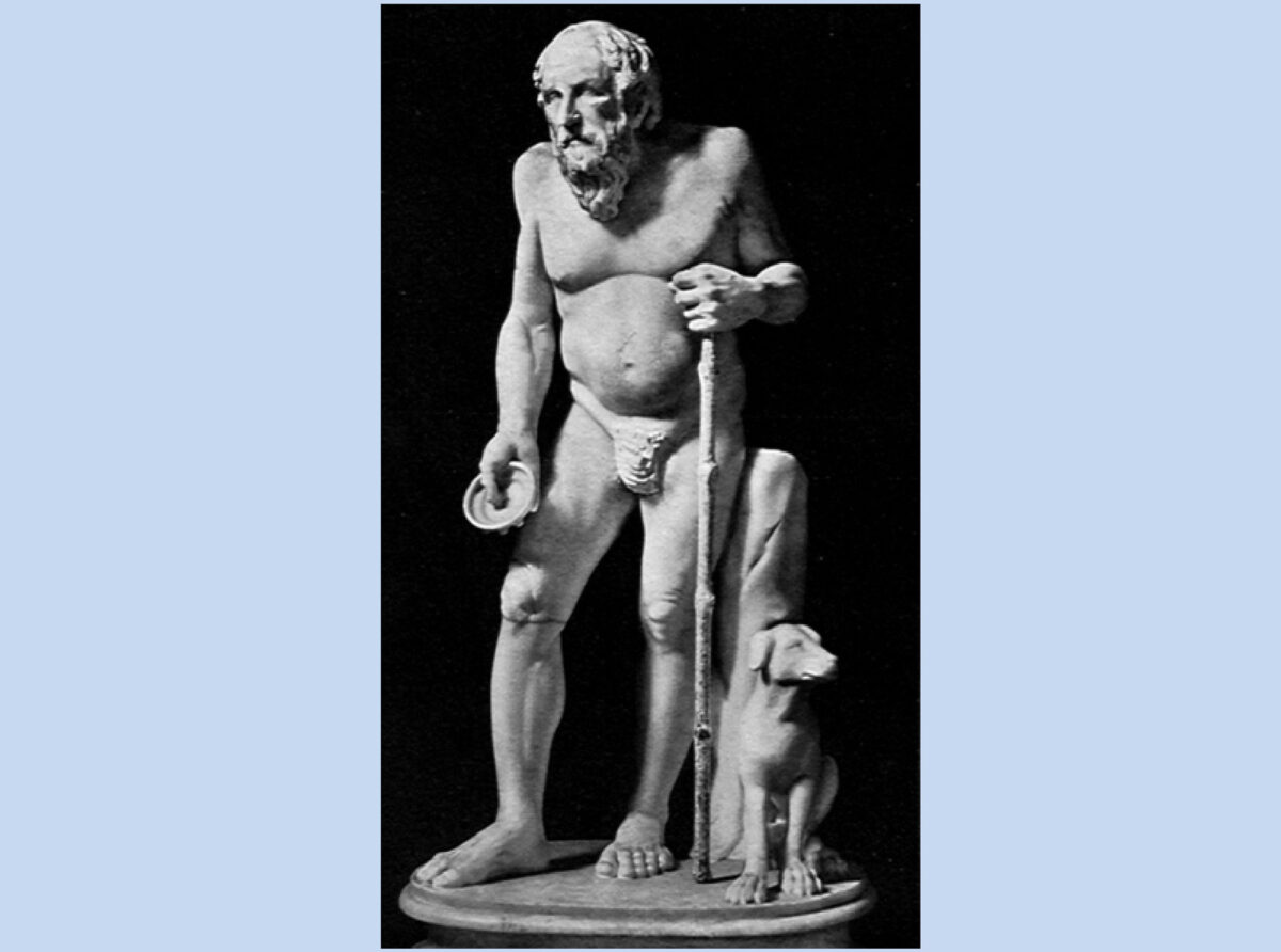 Eικ. 15. Διογένης. Μαρμάρινο αγαλματίδιο, περ. 200 π.Χ., Villa Albani, Ρώμη.