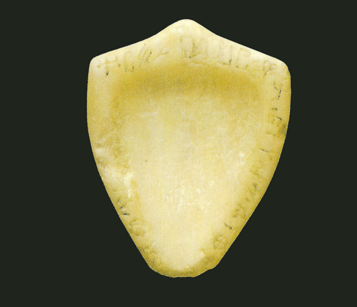 Κοχλιάριο με ιερογλυφική γραφή από το βορειότερο τμήμα του οικισμού των Αρχανών. Πηγή εικόνας: ΥΠΠΟ.