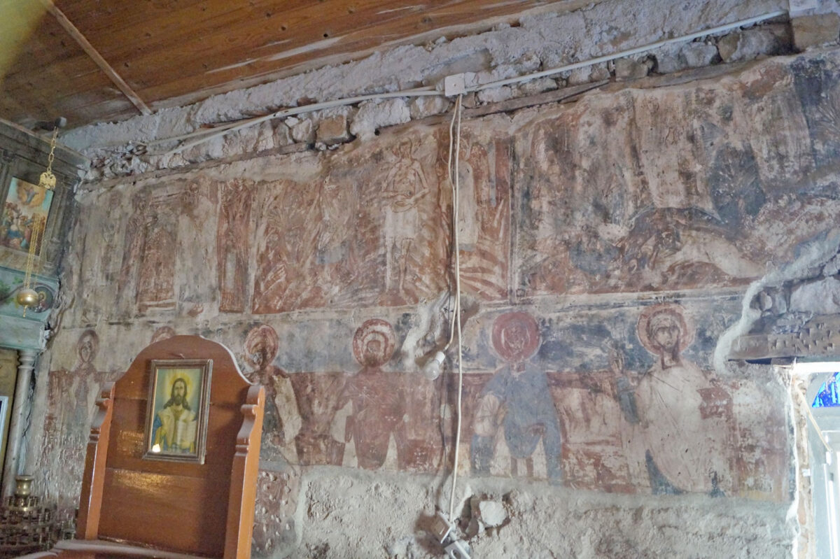 Τοιχογραφίες στον ναό του Αγ. Γεωργίου στον Βατώντα. Πηγή εικόνας: Εφορεία Αρχαιοτήτων Ευβοίας.