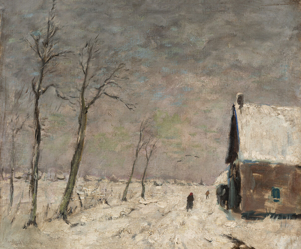 Περικλής Πανταζής (1849-1884), «Χιονισμένο τοπίο στη Φλάνδρα», περ. 1880, λάδι σε καμβά, 50x60 εκ., ιδιωτική συλλογή. 