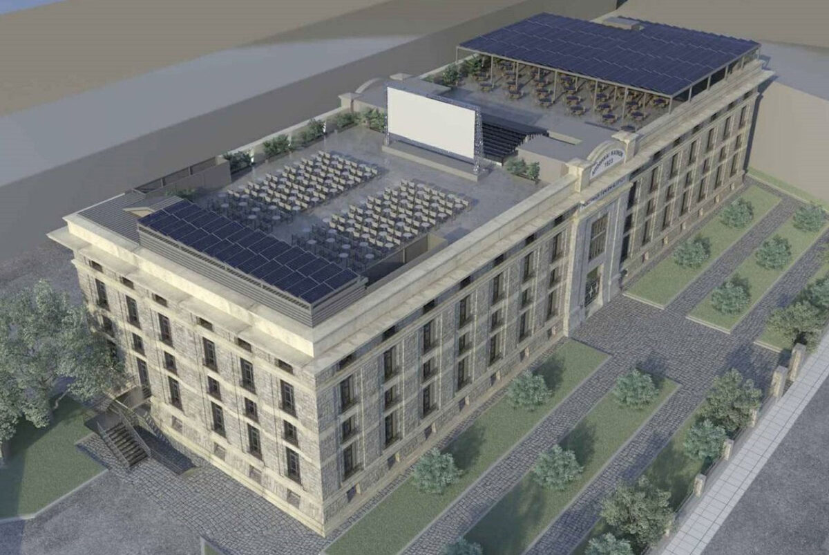 Φωτορεαλιστική αποτύπωση του κτηρίου των Καπναποθηκών Παπαπέτρου. Πηγή εικόνας: ΥΠΠΟ.