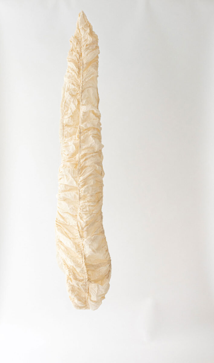 Κλεοπάτρα Τσαλή, «Ecdysis», 2023. Λινό ύφασμα (164x42 εκ.). Πηγή εικόνας: ΠΙΟΠ.