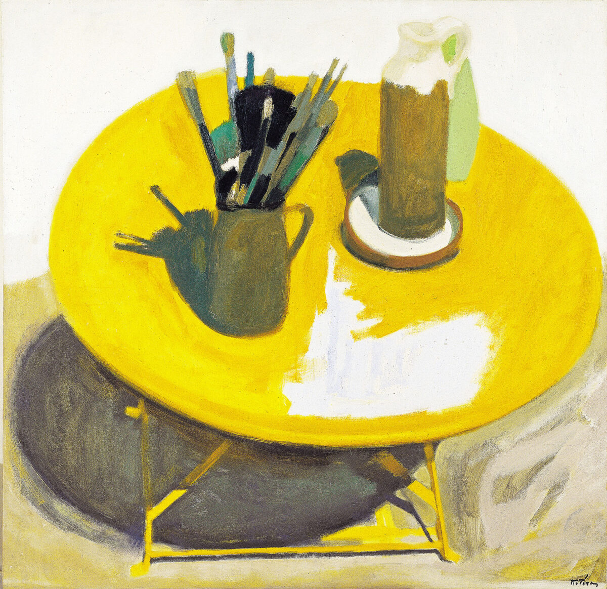 Παναγιώτης Τέτσης, «Τα τραπέζια», 1987. Λάδι σε μουσαμά, 132 x 134 εκ. Συλλογή Έργων Τέχνης Alpha Bank ΑΑ 1133.