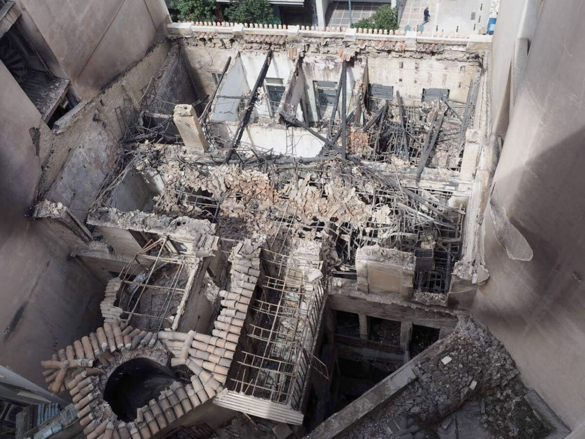 Άποψη της στέγης μετά την πυρκαγιά. Πηγή εικόνας: ΥΠΠΟ.