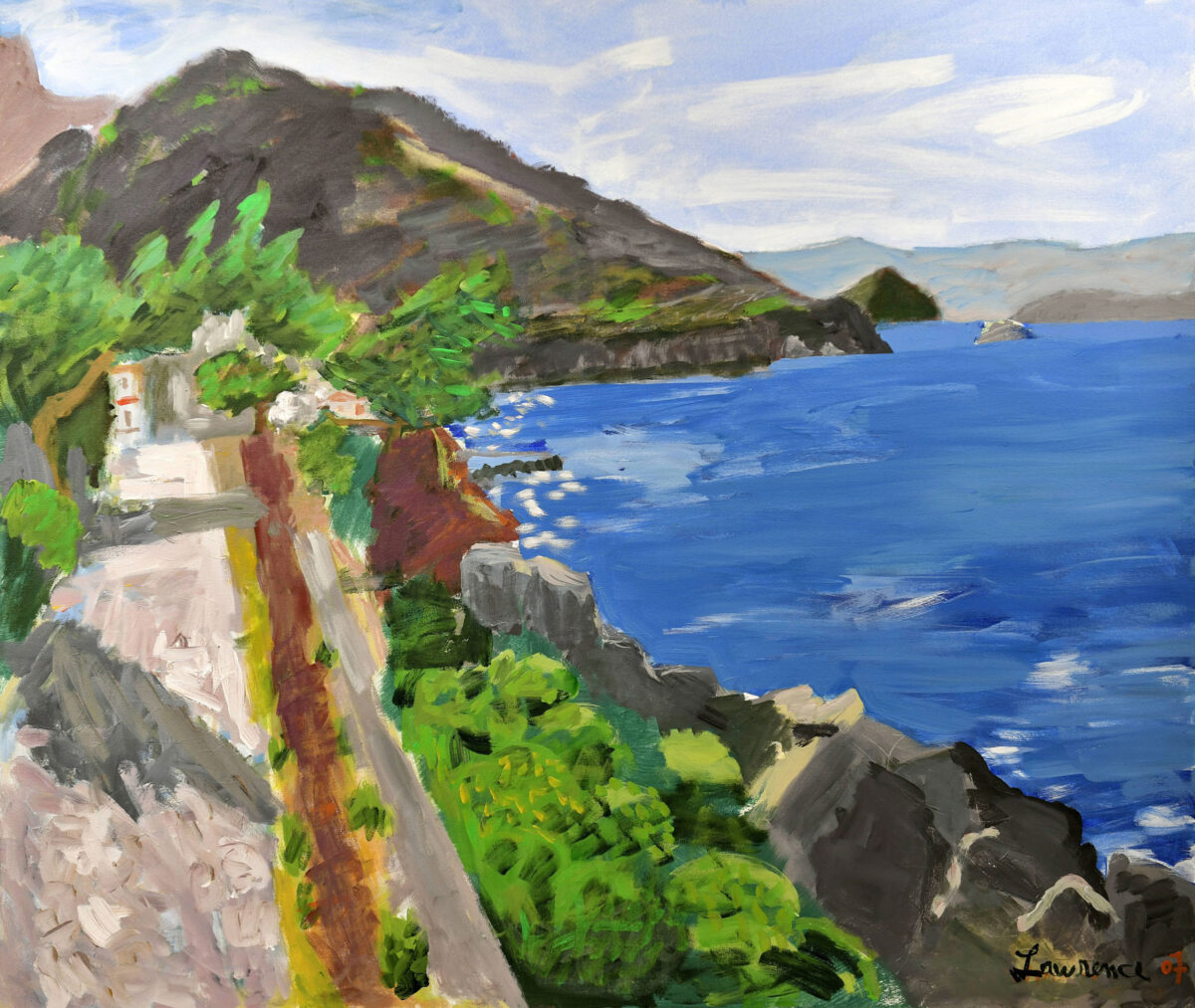 Έργο του Michael Lawrence από την έκθεση «Χορευτής στην Ύδρα» που διοργανώνει το ΓΑΚ/Ιστορικό Αρχείο - Μουσείο Ύδρας. Πηγή εικόνας: ΓΑΚ/ΙΑΜΥ.