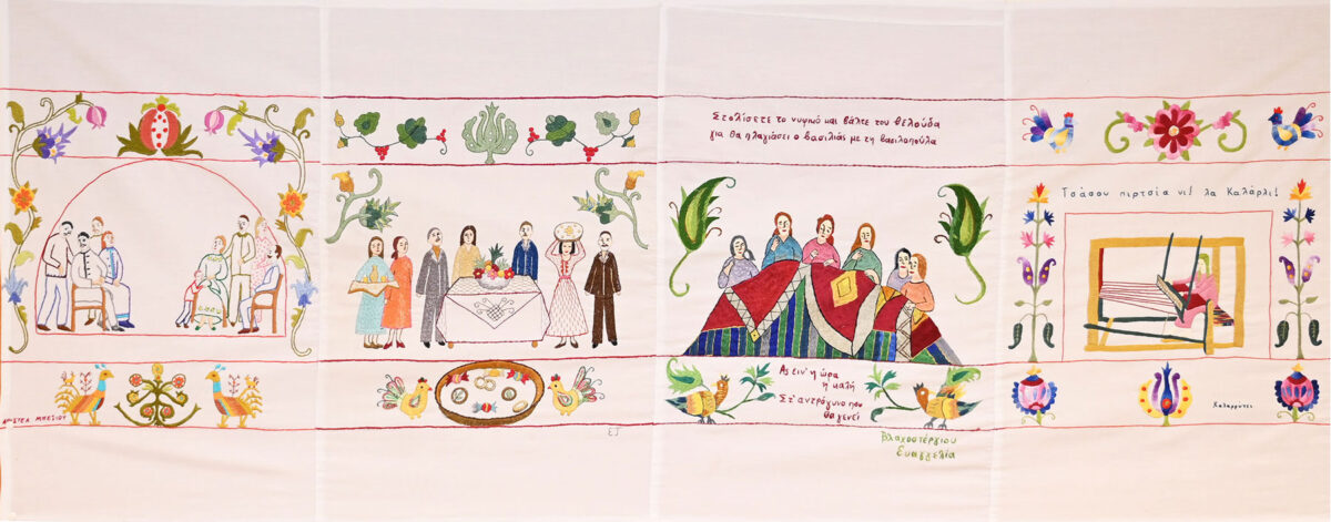 Από την έκθεση «Της Λυγερής το φόρεμα, της νύφης το φουστάνι», που παρουσιάζεται στο Μουσείο Λαϊκής Τέχνης και Παράδοσης «Αγγελική Χατζημιχάλη» του Δήμου Αθηναίων.