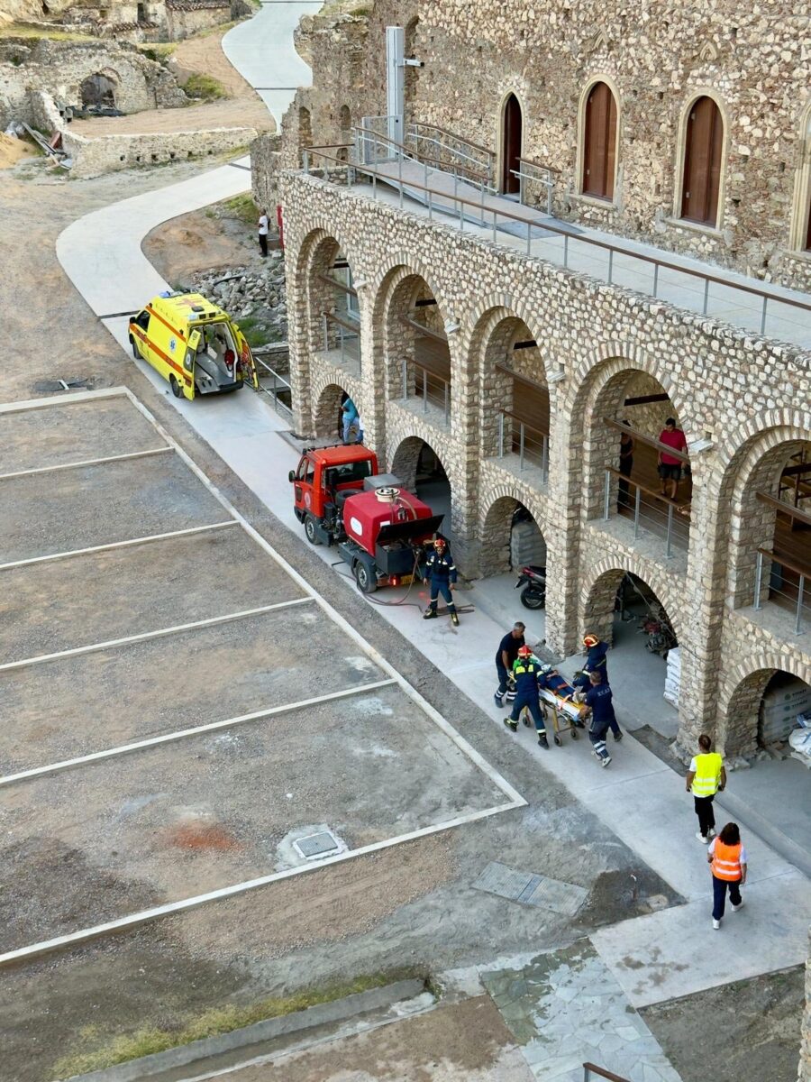 Άσκηση ετοιμότητας στον αρχαιολογικό χώρο του Μυστρά. Πηγή εικόνας: ΥΠΠΟ.