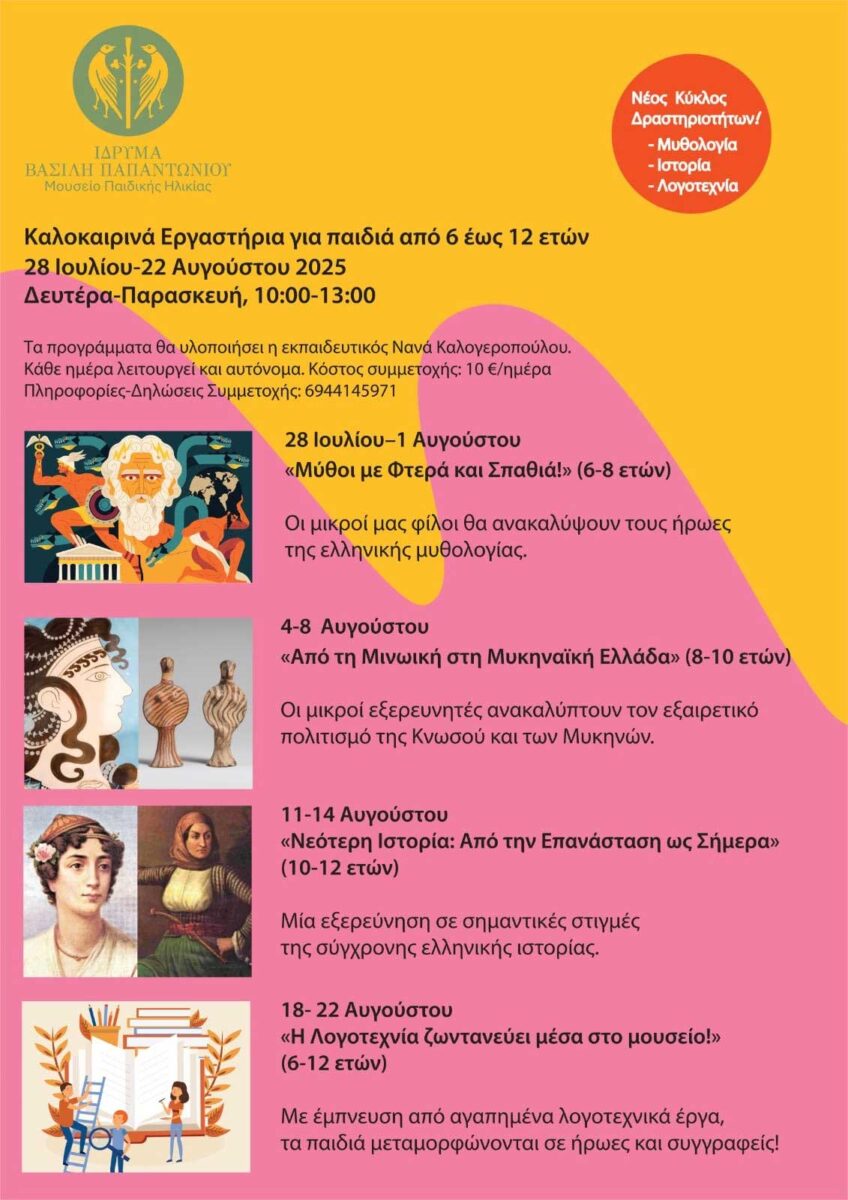 Καλοκαιρινά εργαστήρια στο Μουσείο Παιδικής Ηλικίας