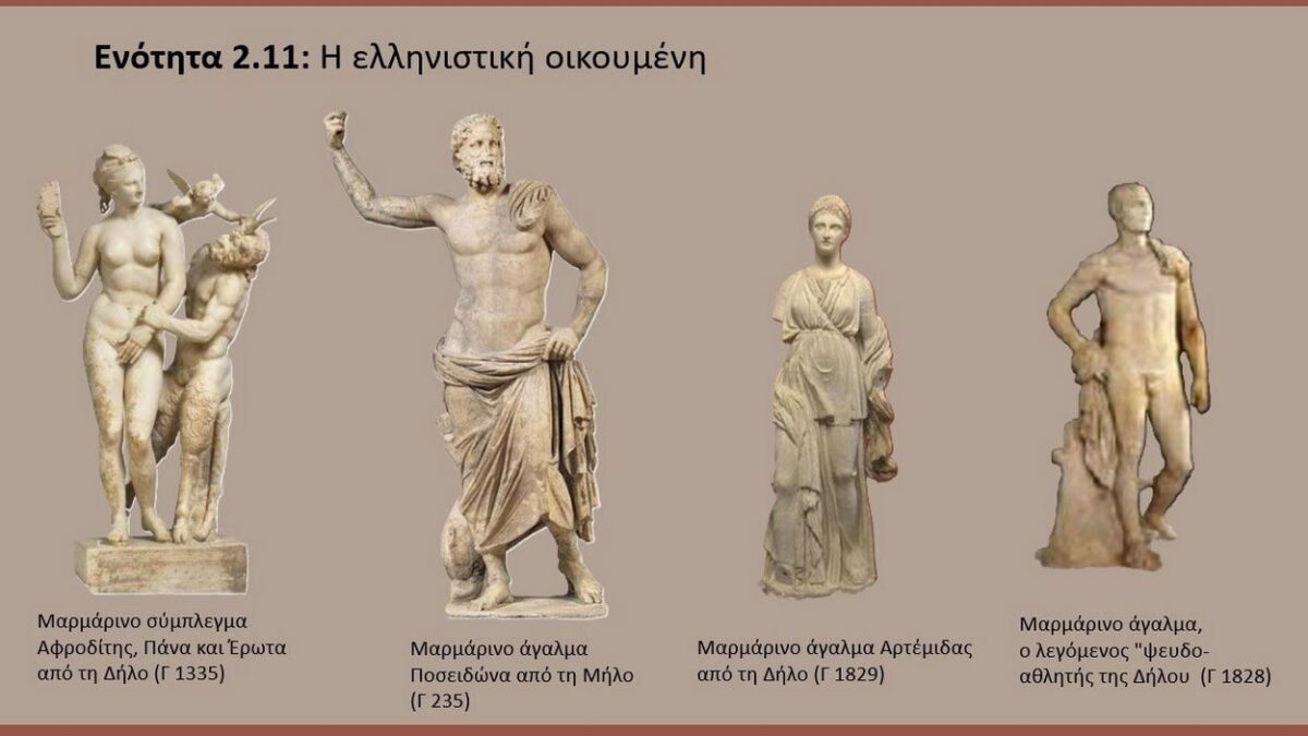 Άποψη των εκθεμάτων. Υποενότητα 2.11. Η ελληνιστική οικουμένη. Πηγή εικόνας: ΥΠΠΟ.