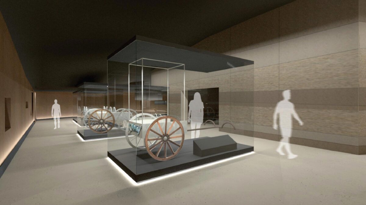 Φωτορεαλιστική απεικόνιση των αμαξών. Πορεία προς τον Κάτω Κόσμο.  Πηγή εικόνας: ΥΠΠΟ.