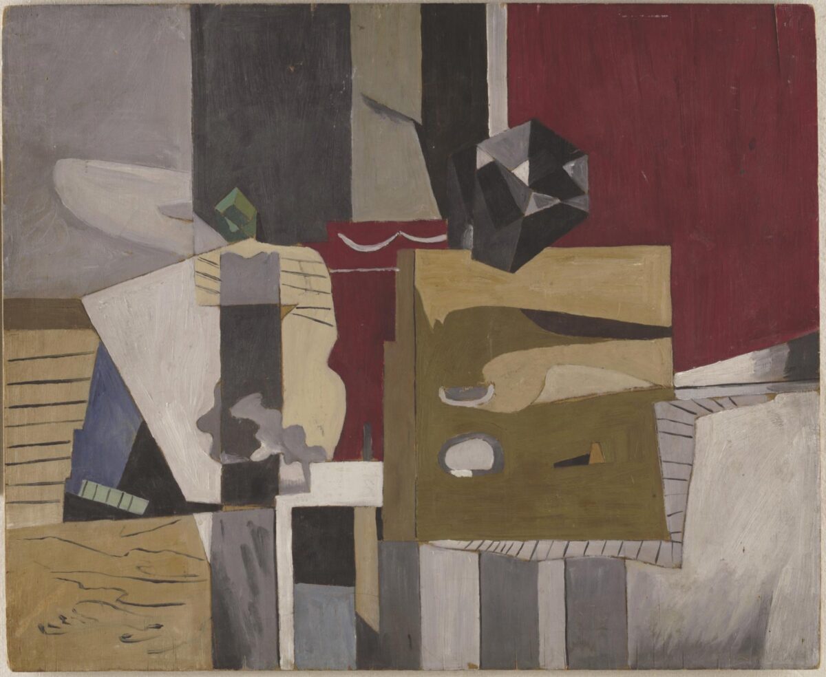 Γιάννης Τσαρούχης, «Νεκρή φύση με κόκκινο ρουμπινί φόντο», 1934-1935. Ίδρυμα Γιάννη Τσαρούχη.