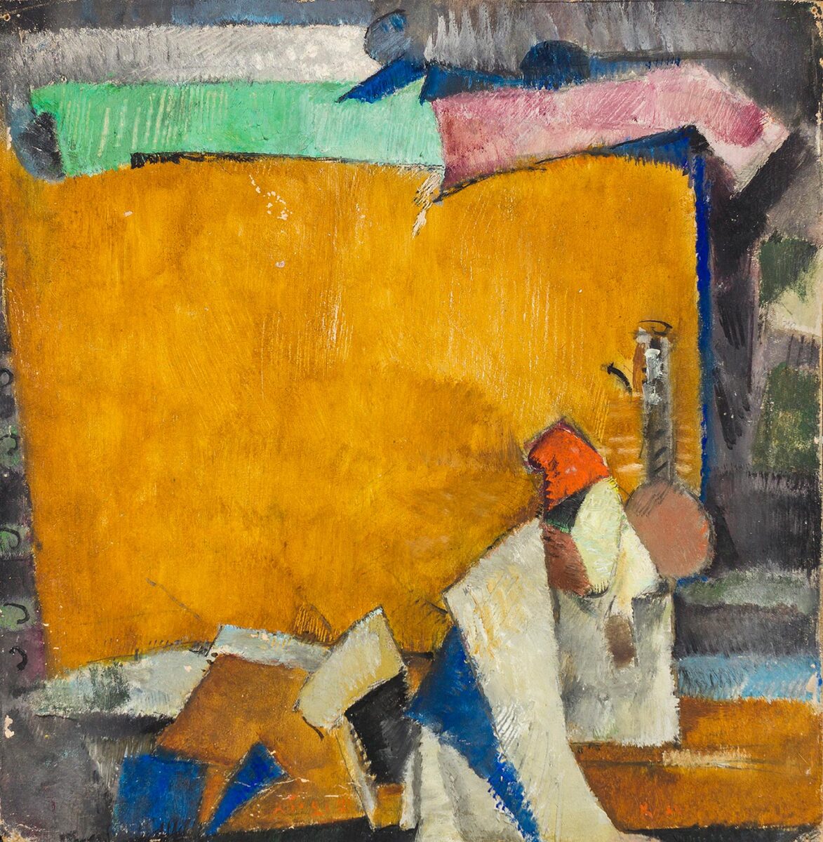 Alexis Gritchenko, «Κωνσταντινούπολη (Καπνιστής ναργιλέ)», 1921, τέμπερα και γκουάς σε χαρτόνι, 32,5x33,8 εκ., Συλλογή Michel Lièvre-Markovitch. Πηγή εικόνας: ΑΠΕ-ΜΠΕ.