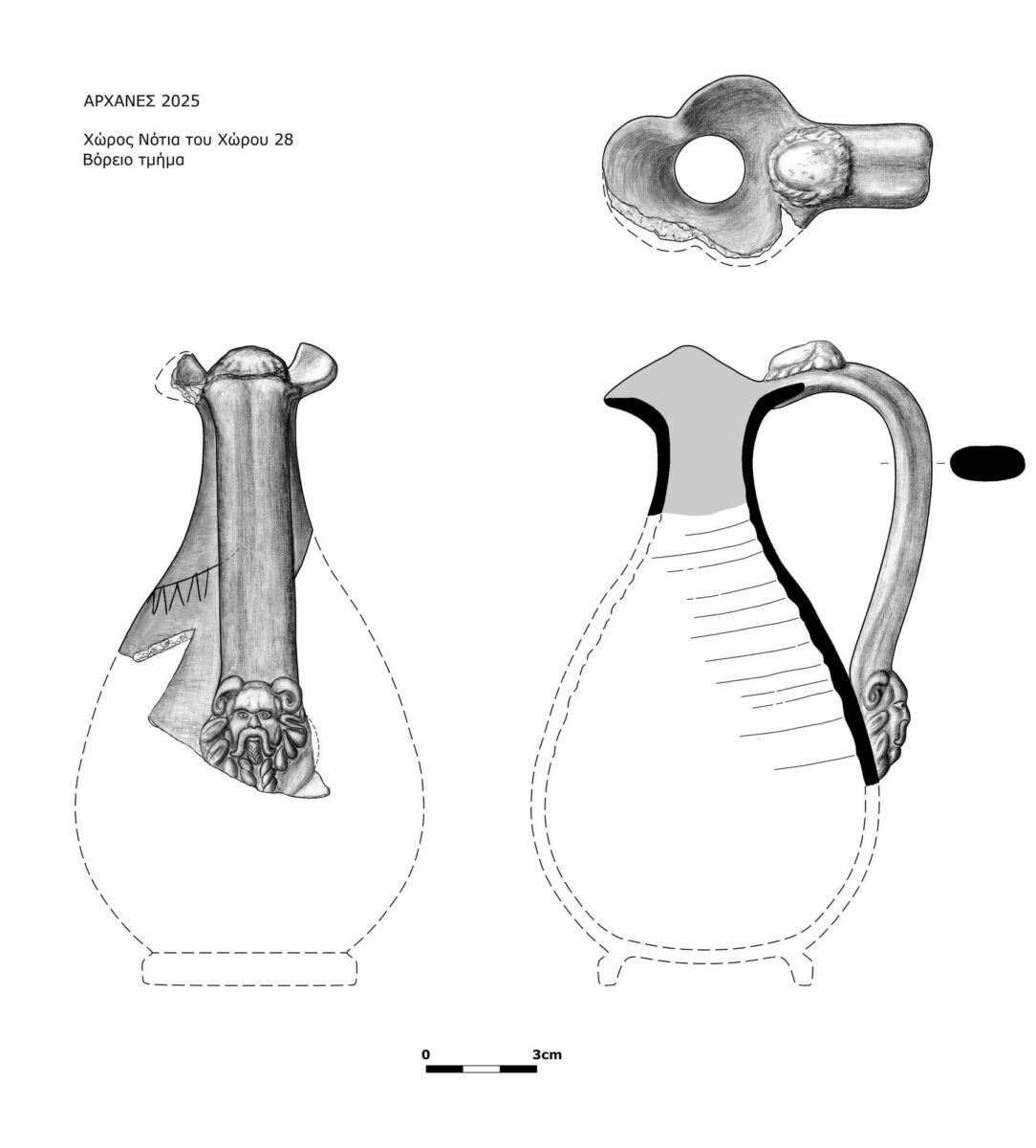 Σχεδιαστική αναπαράσταση της τριφυλλόστομης οινοχόης. Πηγή εικόνας: ΥΠΠΟ.