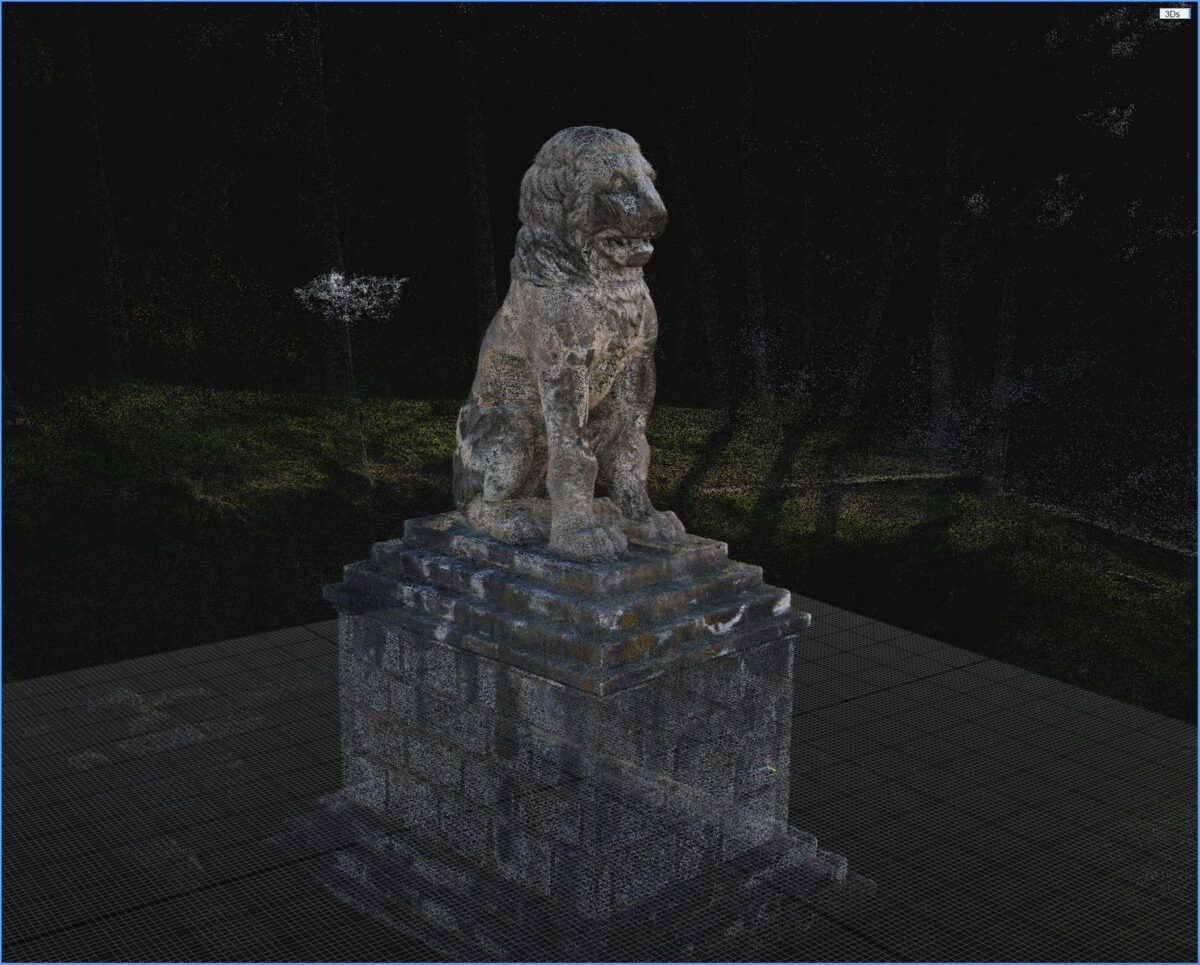 Ο Λέων της Αμφίπολης. Τρισδιάστατο νέφος σημείων (3D Point Cloud) για τη φωτογραμμετρική αποτύπωση του γλυπτού από την ομάδα του Ιδρύματος Factum Arte (Μαδρίτη). Πηγή εικόνας: ΥΠΠΟ.