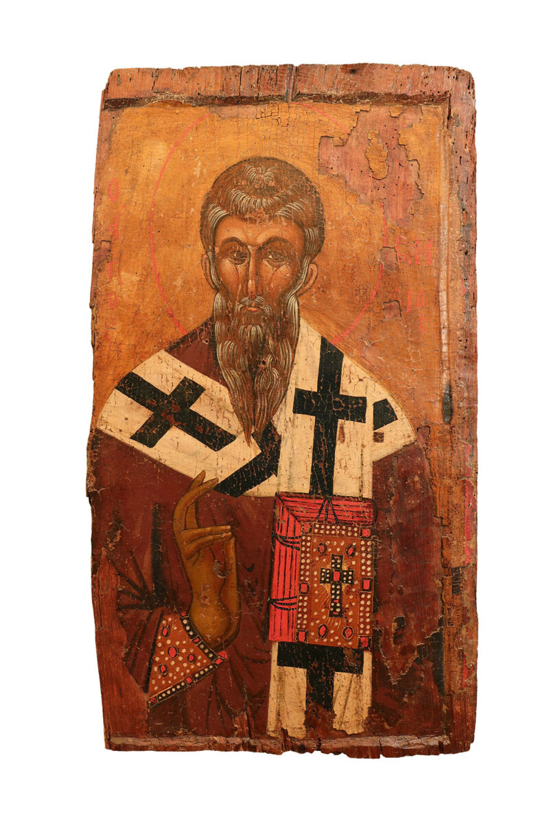 Εικόνα Αγίου Βλασίου, περ. 1330. Βυζαντινό Μουσείο Βέροιας. Πηγή εικόνας: ΕΦΑ Ημαθίας.