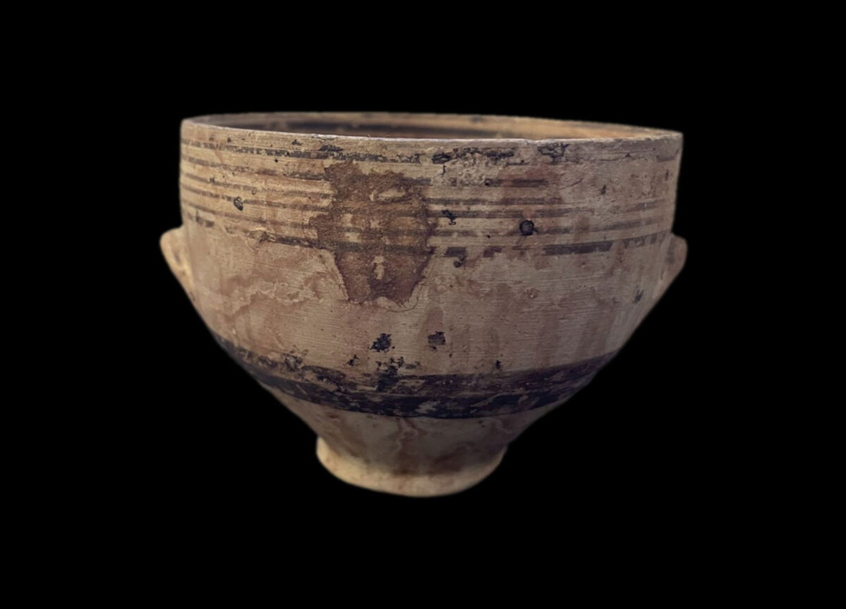 Κύλικα της Δίχρωμης Κεραμικής, της Κυπρο-Γεωμετρικής ΙΙΙ Περιόδου (900-750 π.Χ.)/Κυπρο-Αρχαϊκής Ι περιόδου (750-600 π.Χ.), που επέστρεψε στην Κύπρο. Πηγή εικόνας: Υφυπουργείο Πολιτισμού Κύπρου.