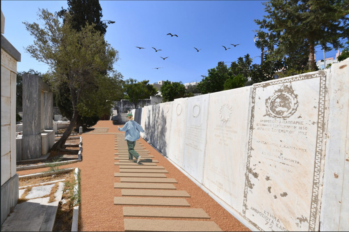 Πρόταση αποκατάστασης διαδρομών στο κοιμητήριο Αγίου Γεωργίου. Πηγή εικόνας: ΥΠΠΟ.