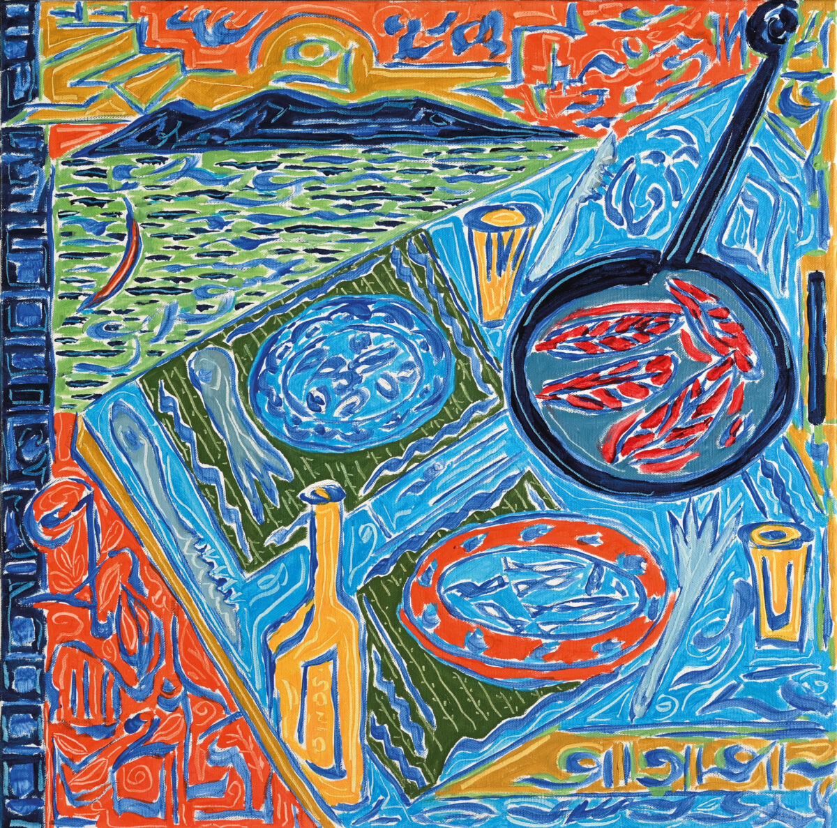 Αντώνης Καστρινάκης, «Μεσημεριανό στο Κλίμα», 2025. Λάδι σε καμβά, 72x72 εκ. Πηγή εικόνας: Μουσείο Μπενάκη.