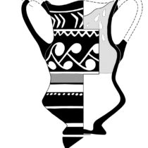 Δίωτο κύπελλο (κάνθαρος) με πολύχρωμη διακόσμηση (καμαραϊκό) από τον Χώρο  Τελετουργιών 1. Φωτ.: Αρχείο Ανασκαφών Πετρά.