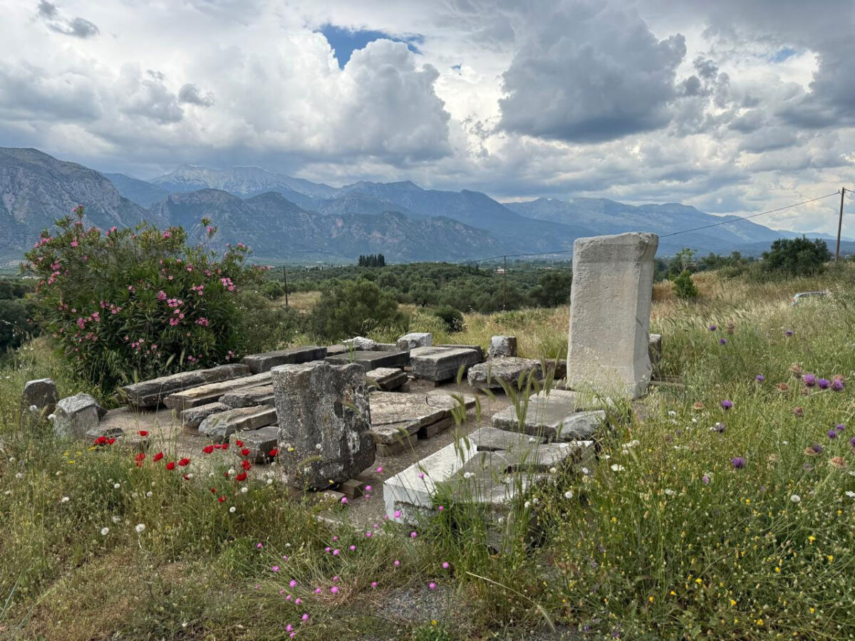 Υπαίθρια έκθεση αρχιτεκτονικών μελών από τα κτίσματα του Ιερού του Αμυκλαίου Απόλλωνα. Πηγή εικόνας: ΥΠΠΟ.