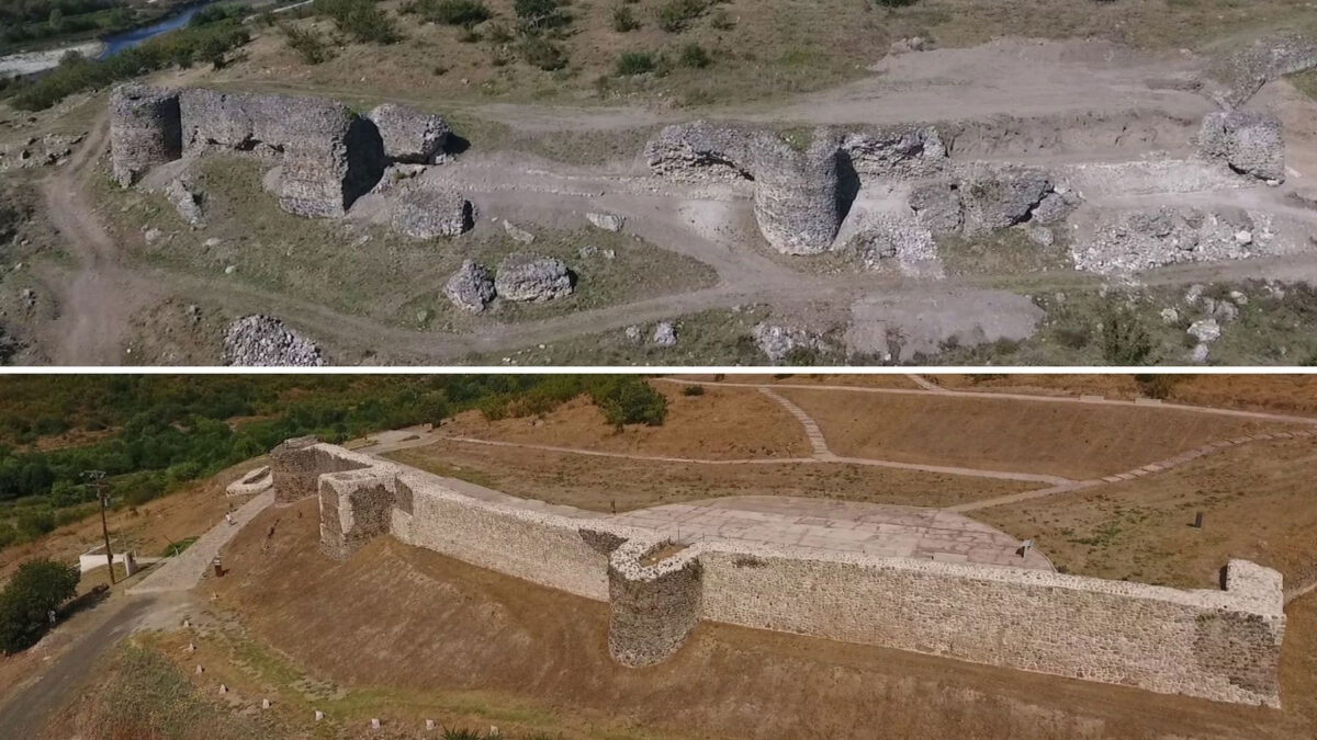Τα ανατολικά τείχη του Κάστρου. Πριν και μετά τις εργασίες. Πηγή εικόνας: ΥΠΠΟ.