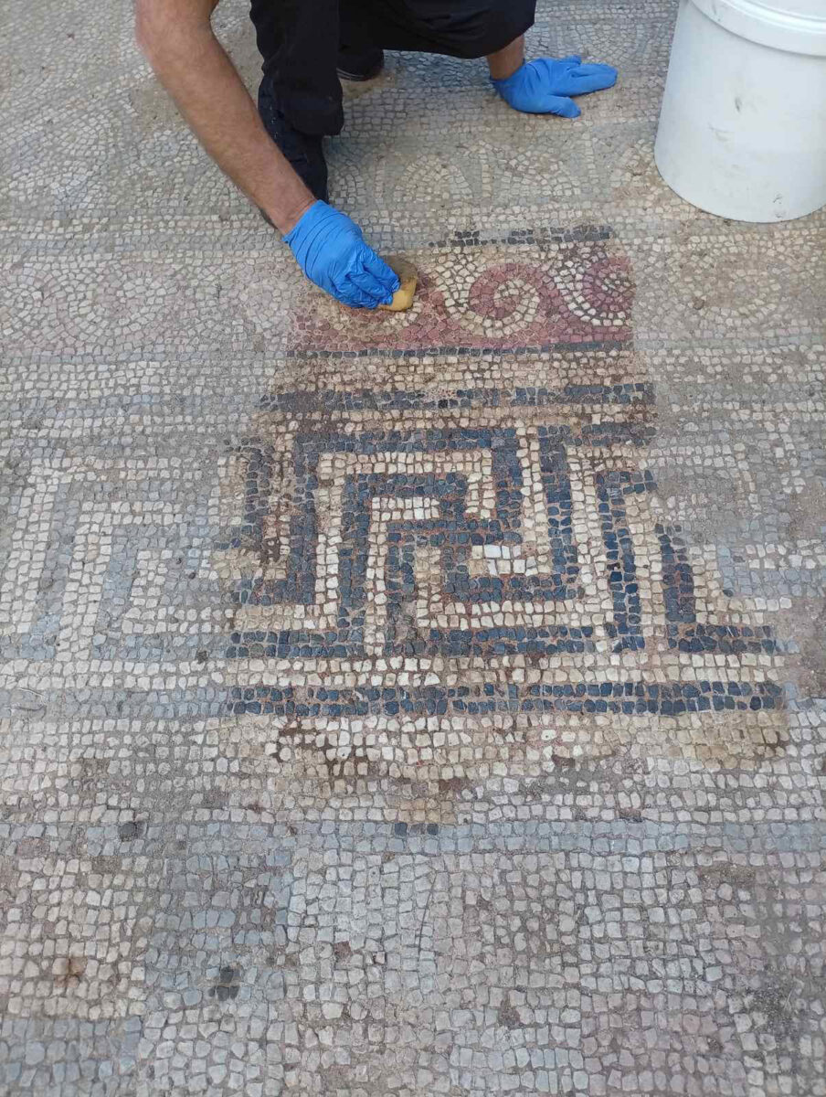 Ψηφιδωτά δάπεδα στο Γαλεριανό συγκρότημα, στη Θεσσαλονίκη. Πηγή εικόνας: ΑΠΕ-ΜΠΕ /Εφορεία Αρχαιοτήτων Πόλης Θεσσαλονίκης.