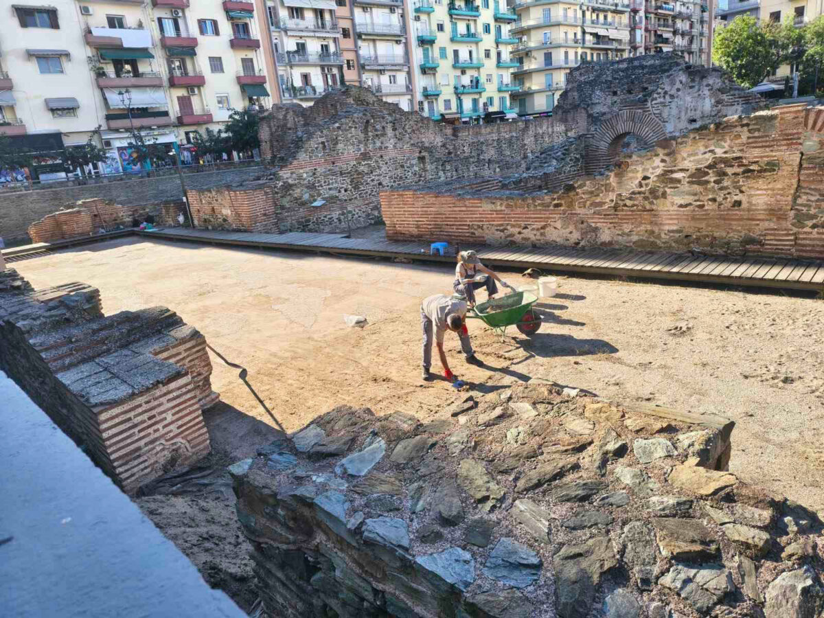 Ψηφιδωτά δάπεδα στο Γαλεριανό συγκρότημα, στη Θεσσαλονίκη. Πηγή εικόνας: ΑΠΕ-ΜΠΕ /Εφορεία Αρχαιοτήτων Πόλης Θεσσαλονίκης.