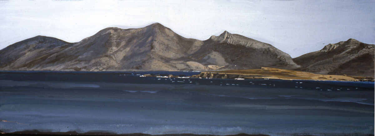 Αλέκος Λεβίδης, «Κέρος μεσημέρι», 45x85 εκ., ακρυλικό σε ξύλο, 7/1984, ιδιωτική συλλογή. Πηγή εικόνας: Μουσείο Μπενάκη.